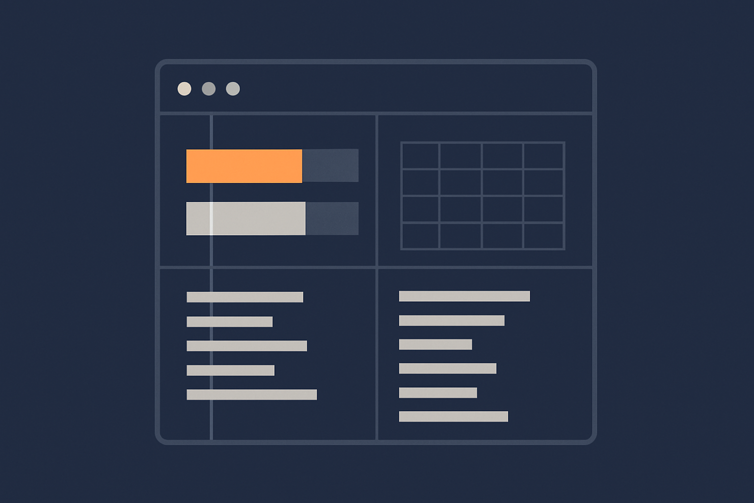 An abstracted terminal-style panel representing the top command, with highlighted areas for CPU, memory and process list, to help readers recognise the important parts when they run it themselves.