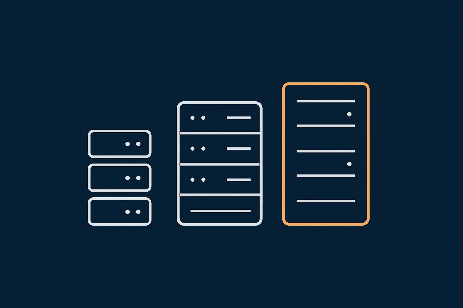 A visual comparison of shared hosting, managed WordPress hosting and virtual dedicated servers as three different sized and isolated stacks, to help readers grasp isolation and resource differences.