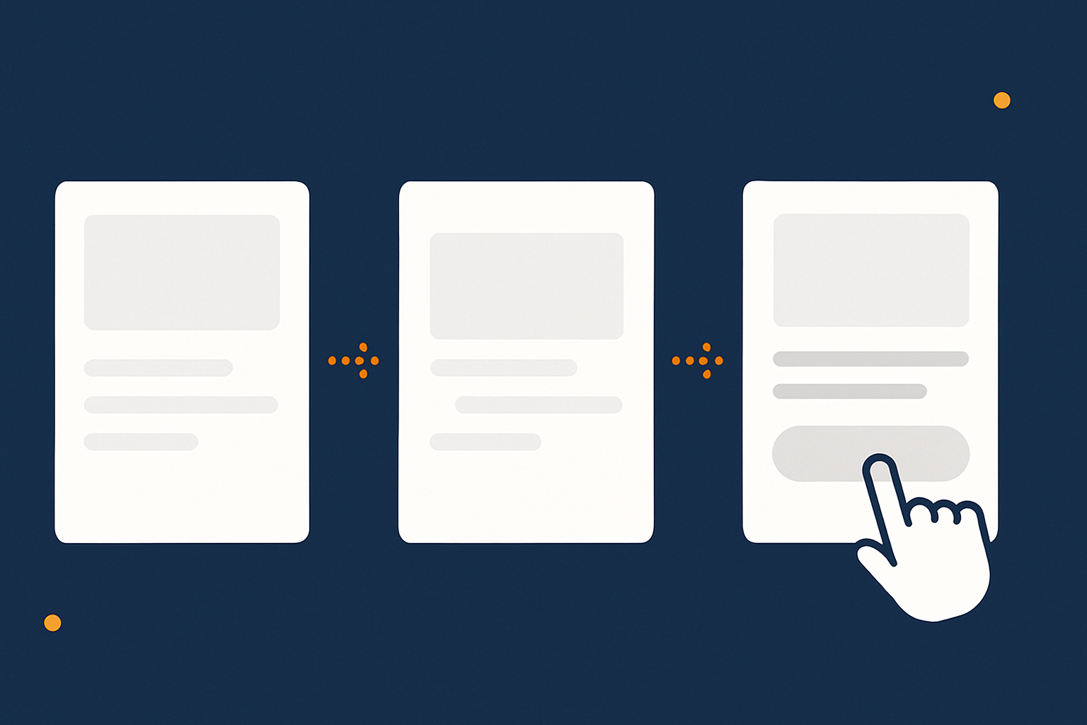 A simple visual that shows the three main Core Web Vitals as parts of a single user experience timeline: content appearing (LCP), the page staying stable (CLS) and interactions responding quickly (INP).