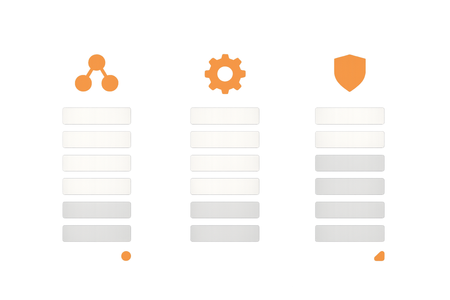A comparative visual showing shared hosting, managed WordPress, and virtual dedicated server as three columns, each with blocks indicating how much of the stack the provider manages versus the client.