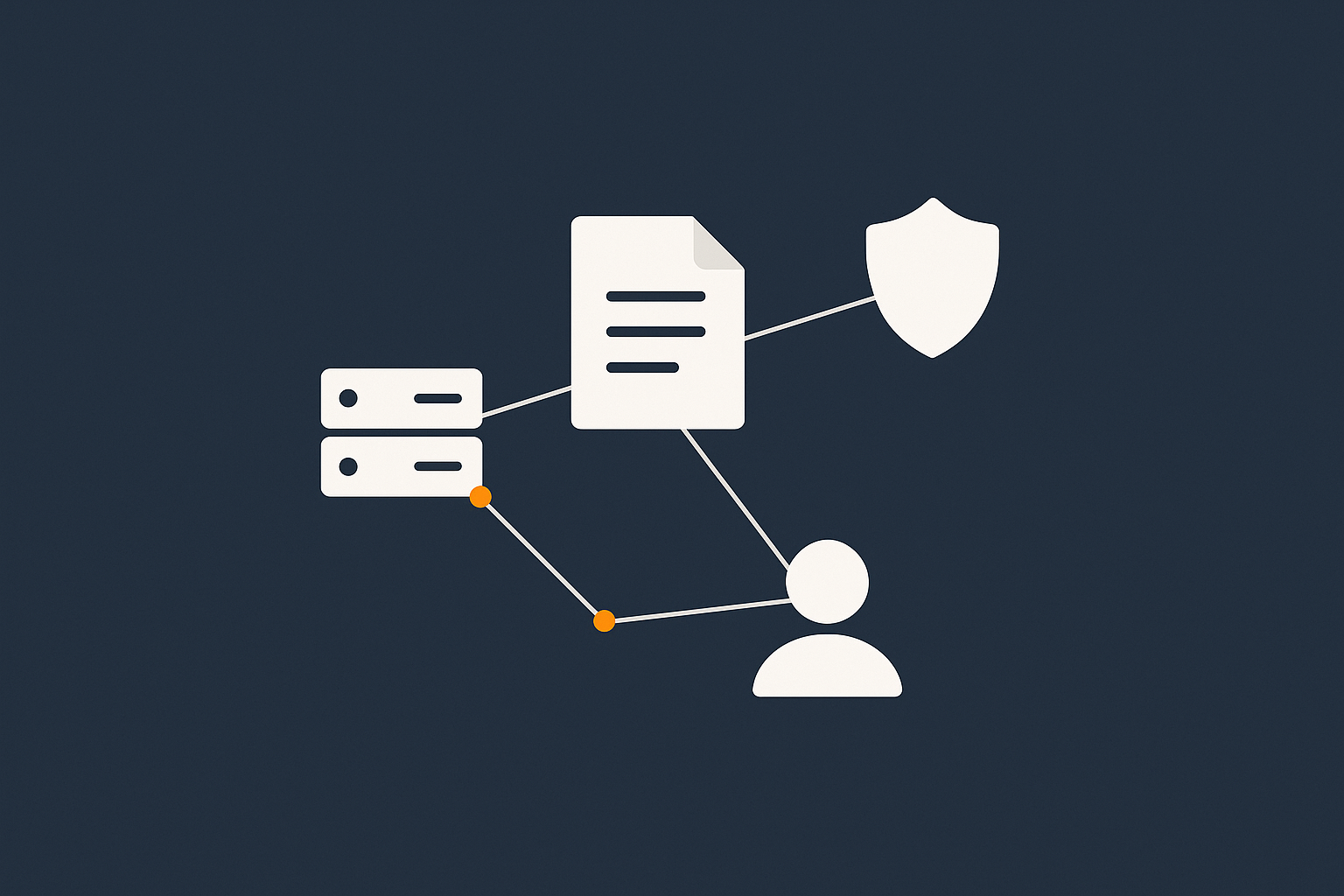 An abstract illustration of a document or SLA being connected to different parts of a hosting stack, to help readers visualise mapping responsibilities to written agreements and internal roles.