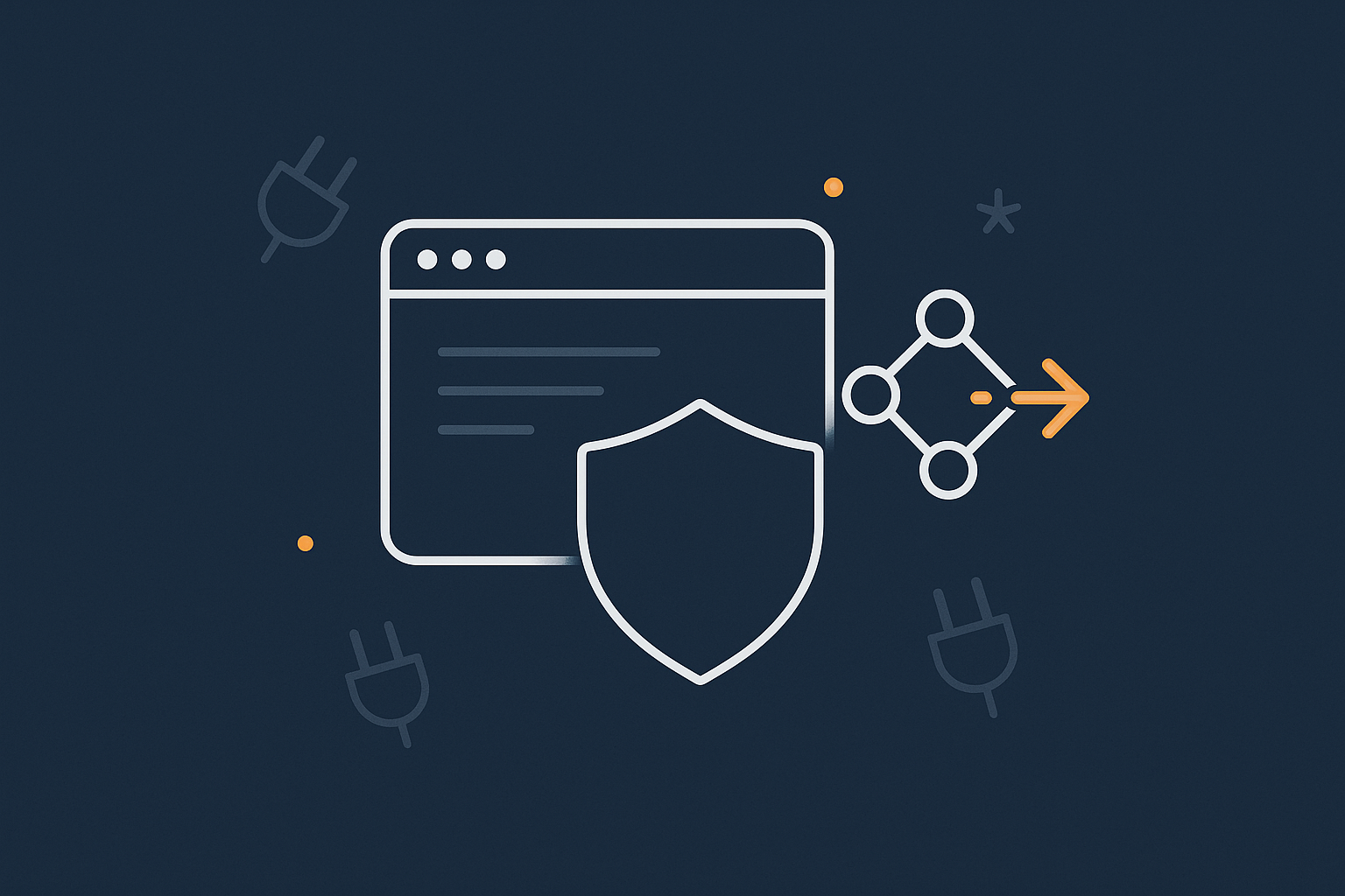 A conceptual image showing a WordPress site protected and accelerated by a hosting platform and edge network, reducing the need for extra plugins for caching, images and security.