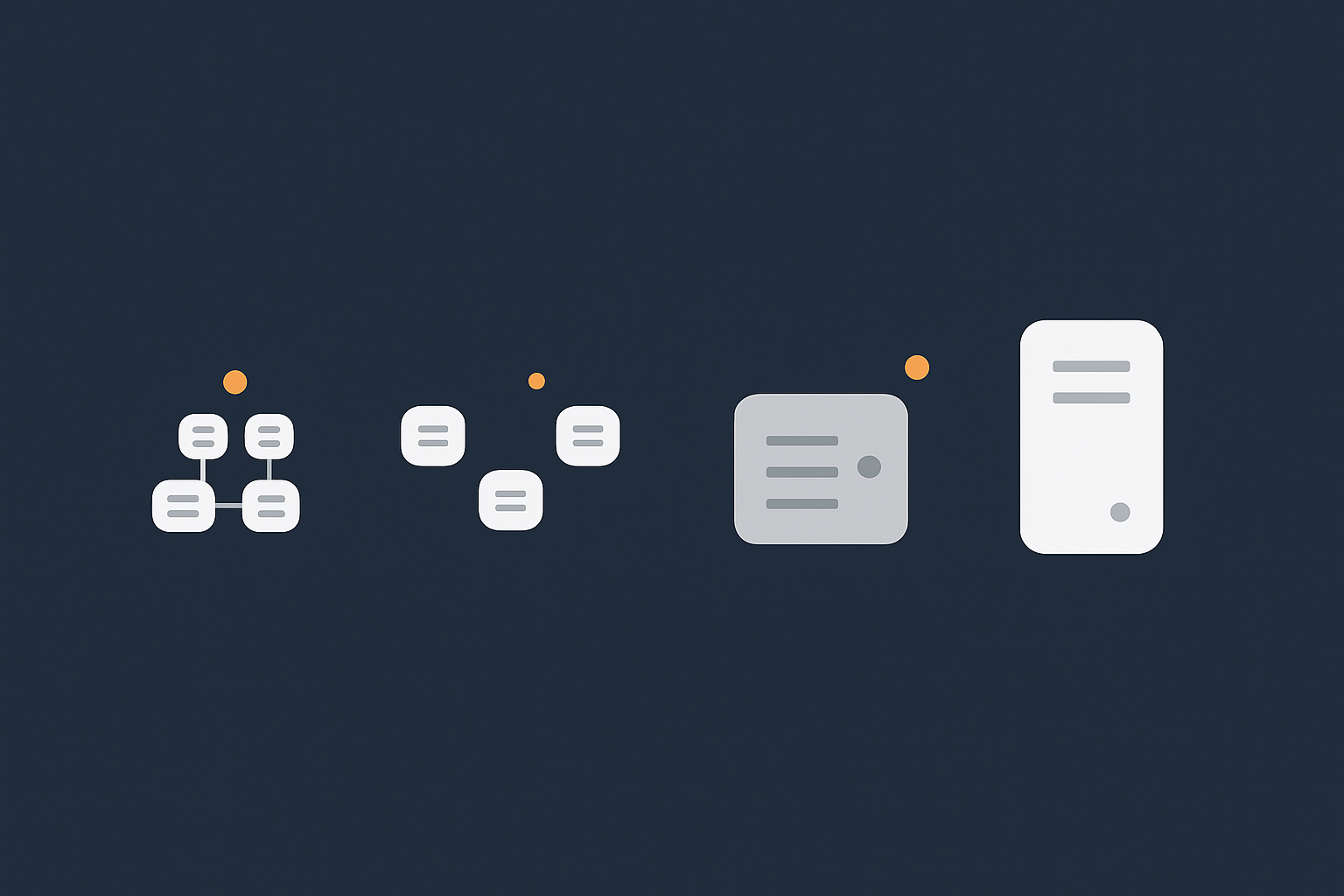 A simple horizontal spectrum showing shared hosting on one end and dedicated servers on the other, with VPS and VDS clearly positioned in the middle to illustrate the progression in isolation, performance and responsibility.