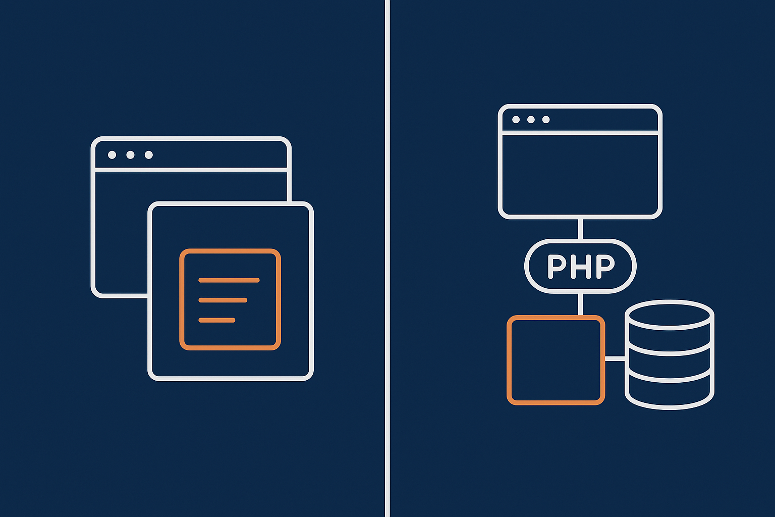 Side by side comparison visual showing how page caching returns a prebuilt HTML page, while object caching speeds up repeated database lookups behind the scenes.