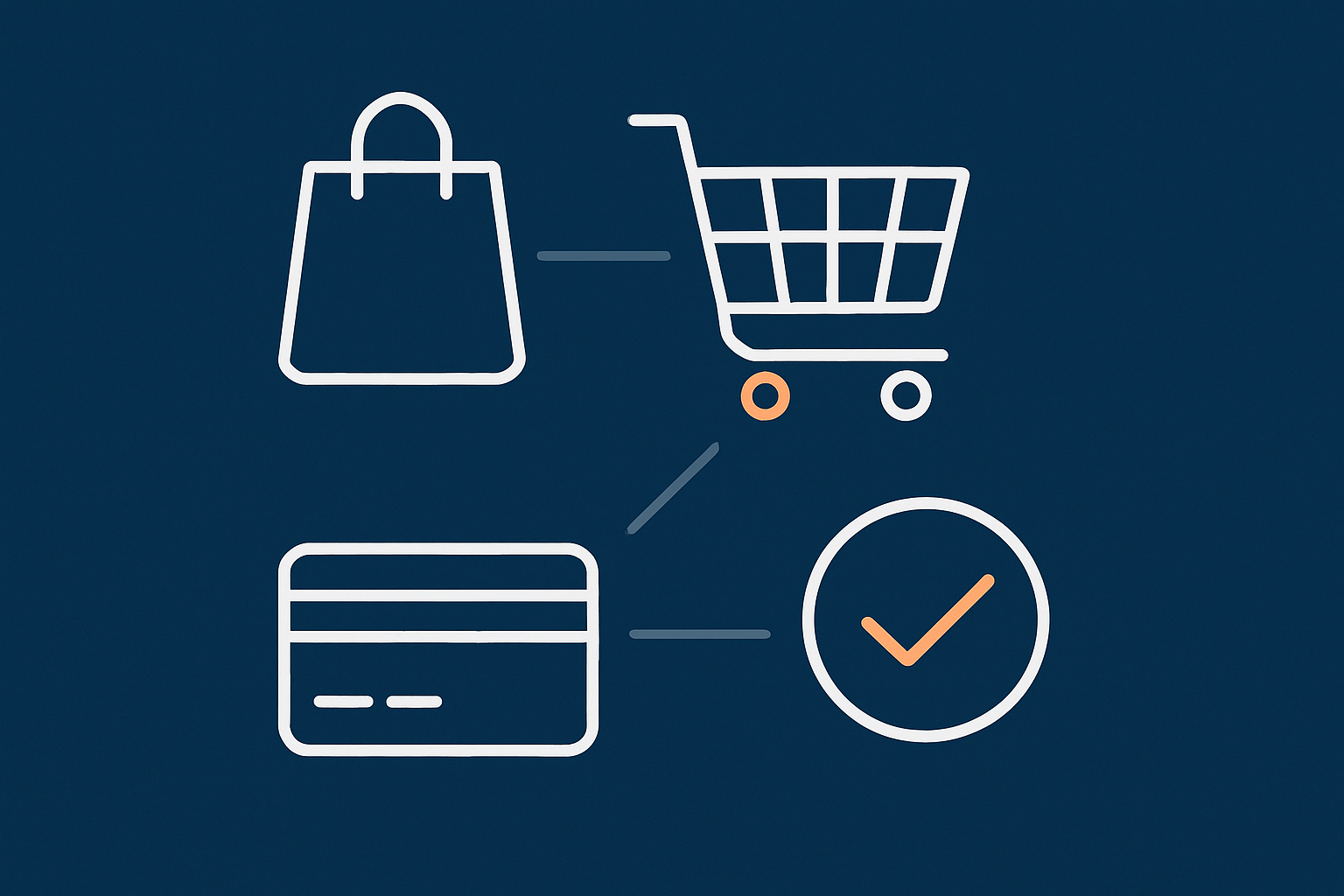 An abstract visual of key WooCommerce journeys to test after migration, such as product view, cart, checkout and confirmation, to reinforce the testing checklist.