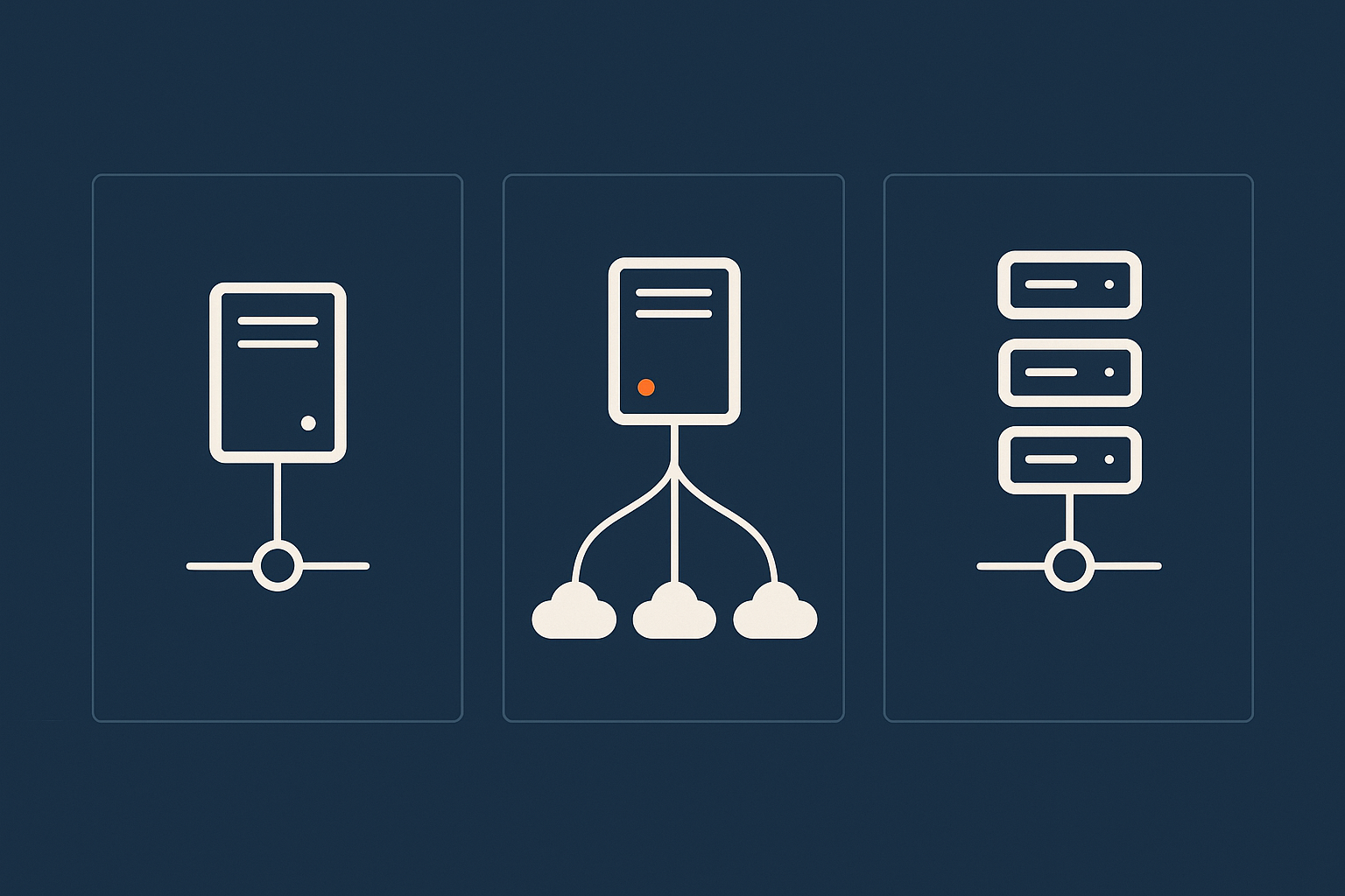 Side-by-side visual comparing three approaches: origin-only hosting, origin with host acceleration network, and origin behind a full third-party CDN.