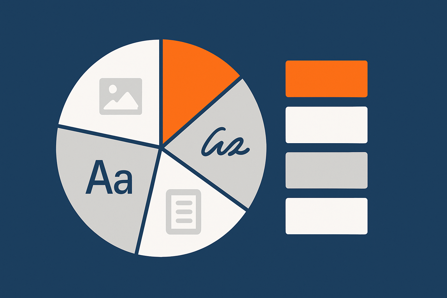 An abstract pie or bar‑style visual showing product page weight broken into images, scripts, fonts and HTML/CSS so readers can picture where the bulk usually sits.