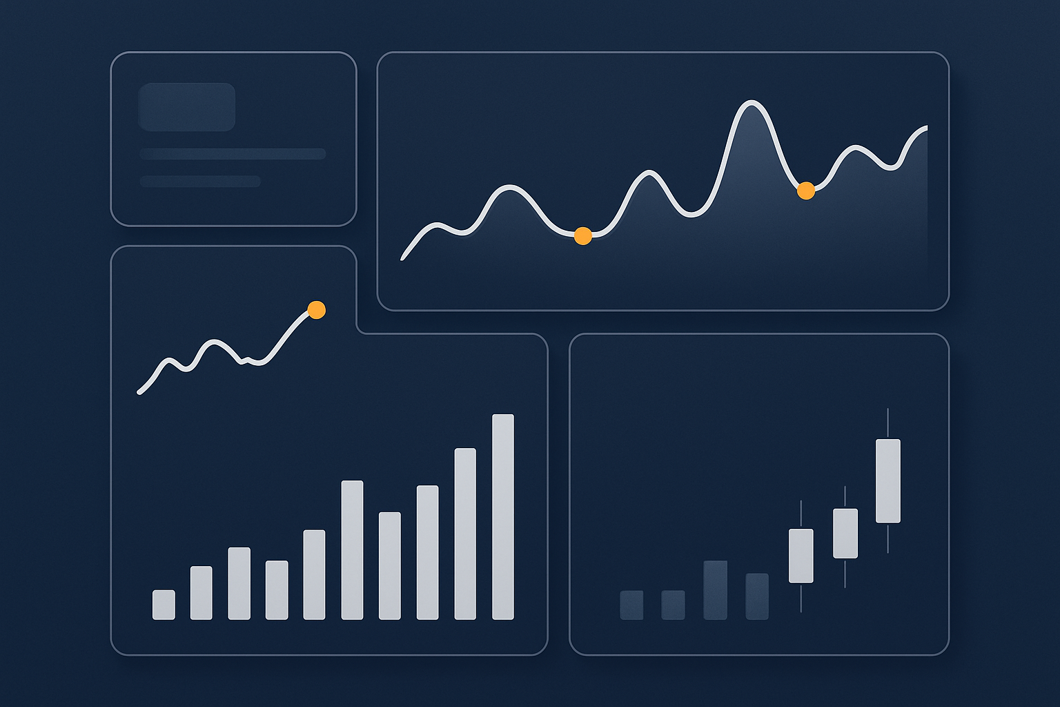 An abstract dashboard-style image showing charts and indicators implying monitoring of failed logins, declined payments and unusual spikes in activity.