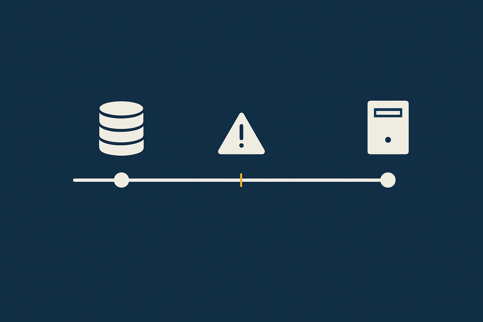 A conceptual timeline showing the point of failure, the last backup (RPO) and the time taken to restore (RTO), helping readers visualise data loss and downtime.