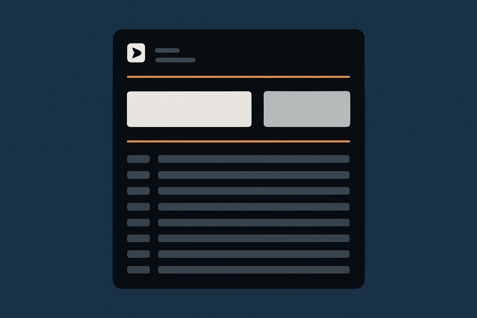 Abstract layout representing the different regions of top output: header, CPU summary, memory summary and process list, to orient beginners before they look at real terminal output.