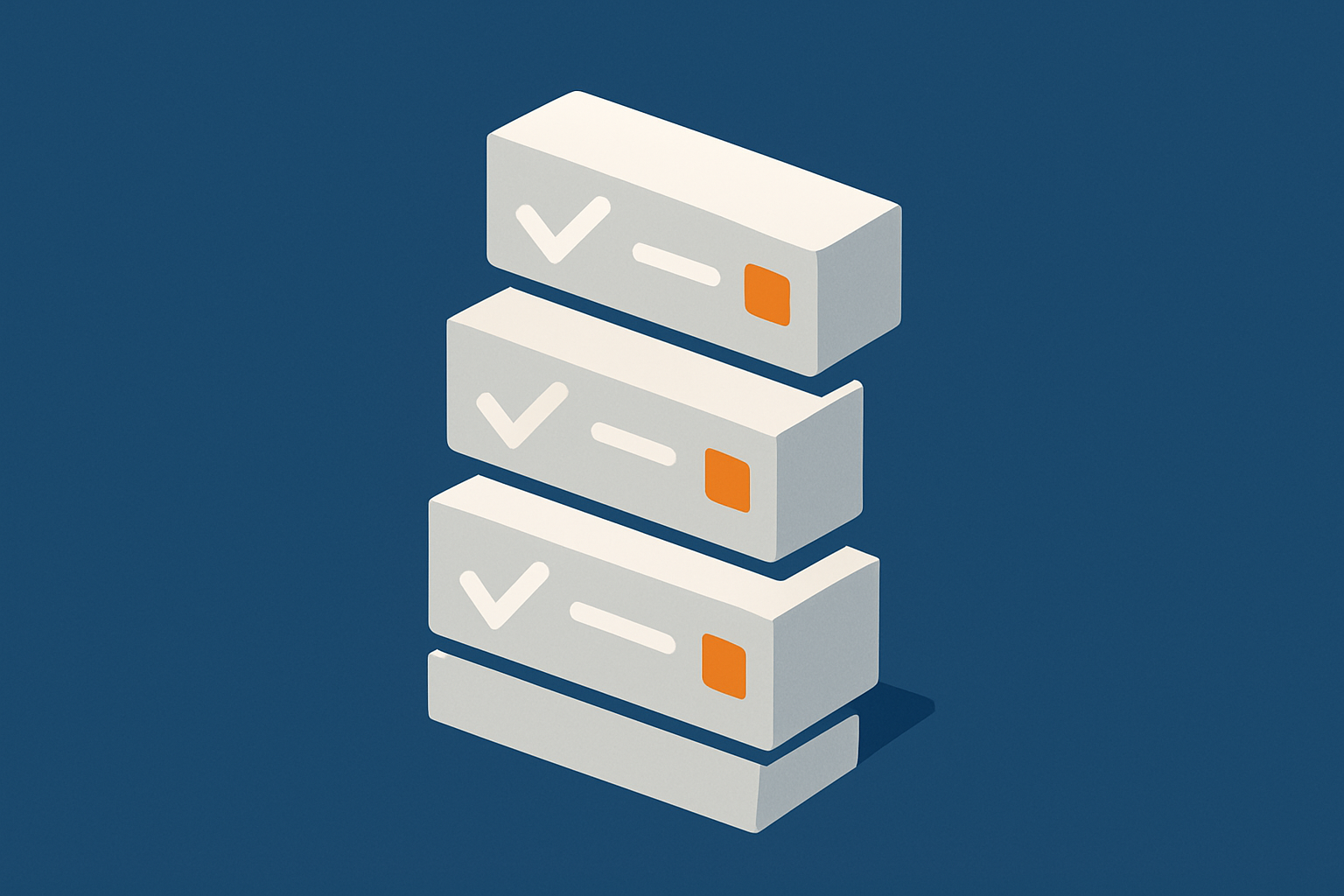 A visual metaphor of a tidy checklist or layered blocks to represent the ordered steps for offloading media without breaking the site.