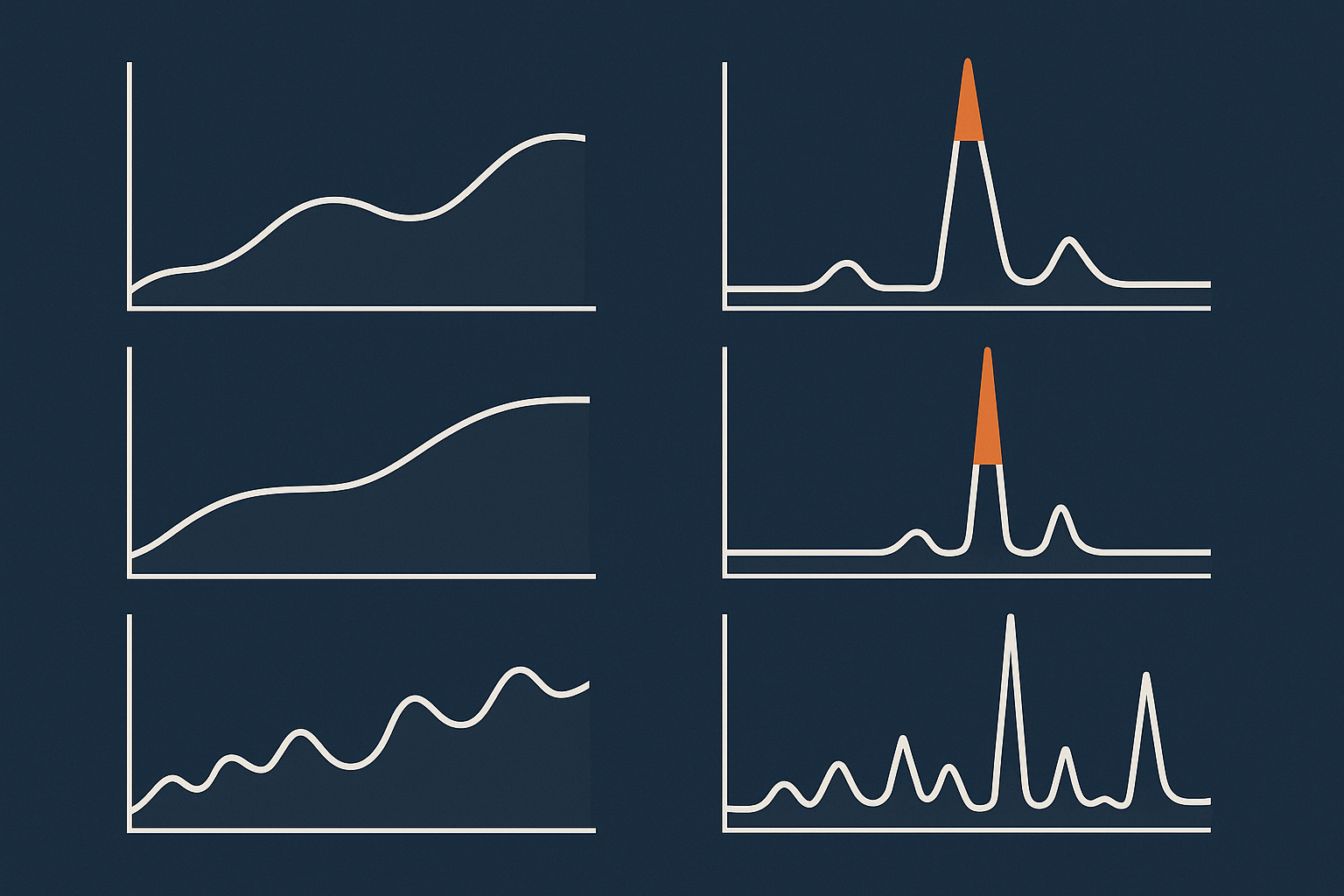 Side by side stylised resource graphs showing healthy vs unhealthy CPU, RAM and disk I/O patterns to help readers visualise what to look for.
