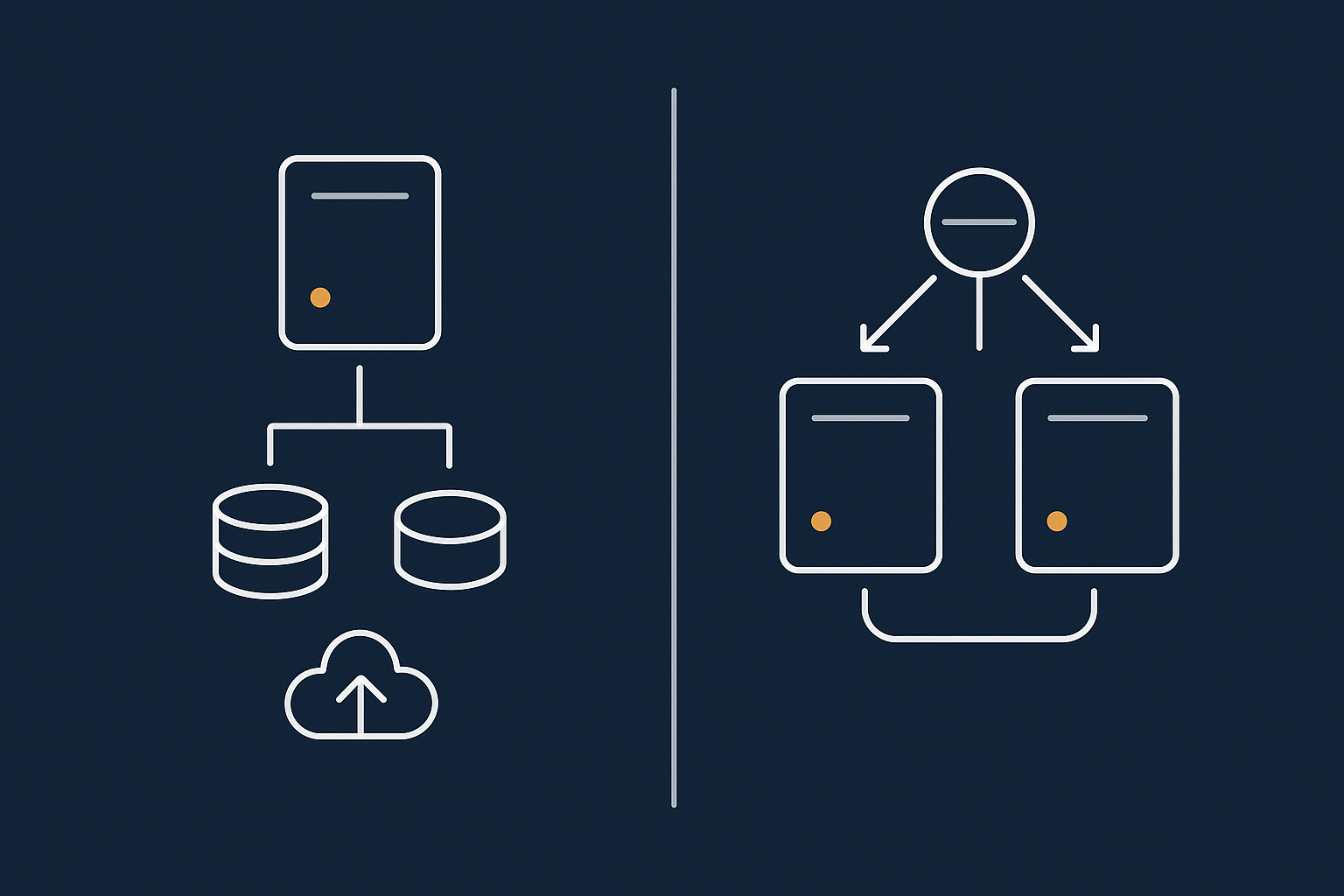 A side‑by‑side comparison of a single server with RAID and backups versus a pair of servers behind a load balancer, to illustrate what real failover looks like.