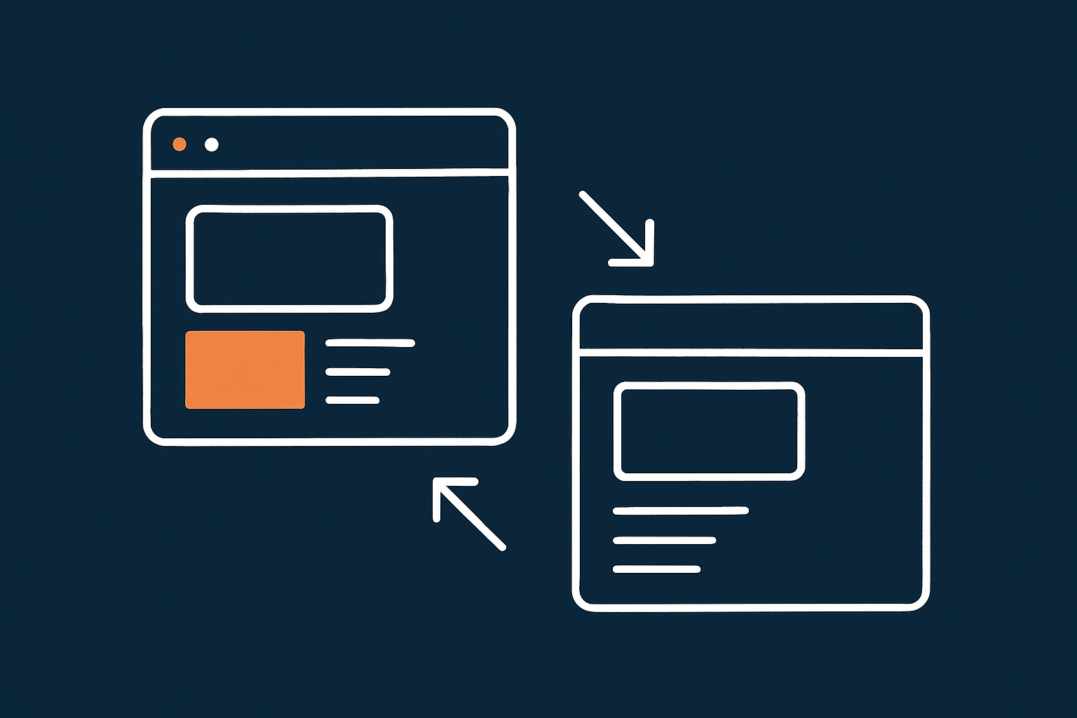 An abstract illustration showing a live WordPress site and a staging copy side by side, with arrows indicating copying changes forward in a controlled way.