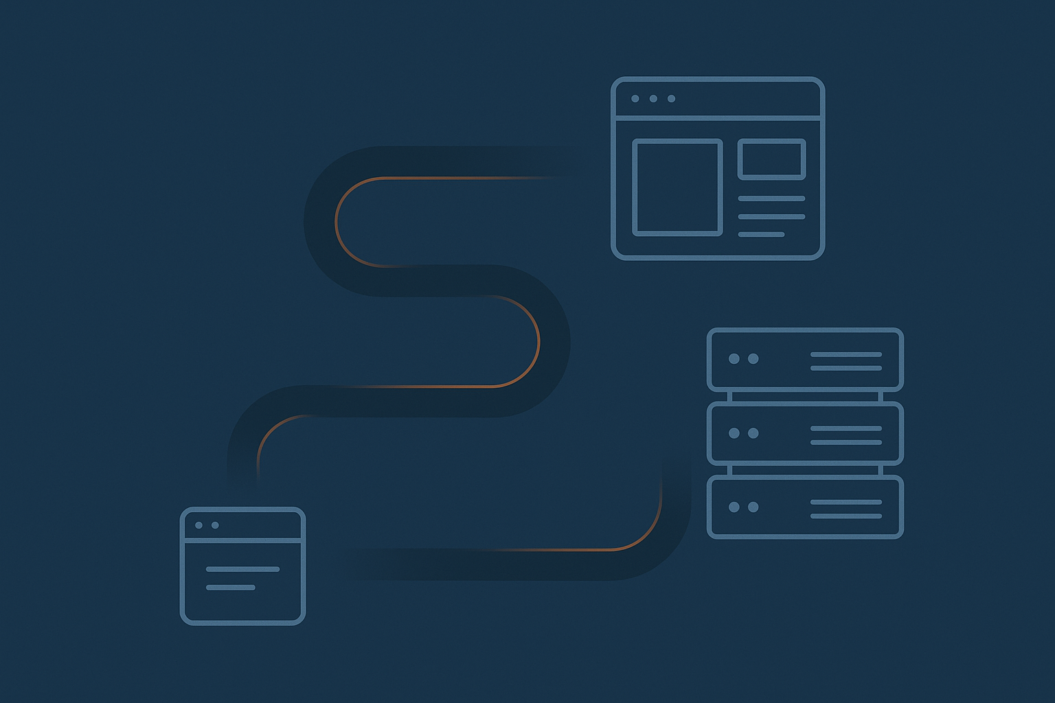 A visual pathway from a small, simple site to a larger, more complex WordPress setup, hinting at migration from a site builder to managed WordPress hosting.