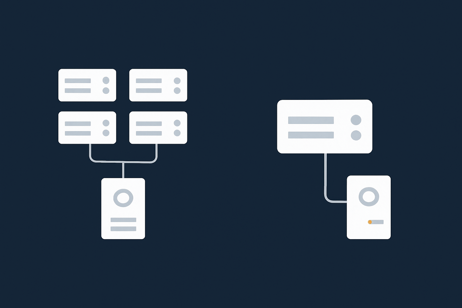 A side‑by‑side visual comparing simple VPS shared storage and a more isolated virtual dedicated server storage layout, to help readers picture why I/O predictability differs.