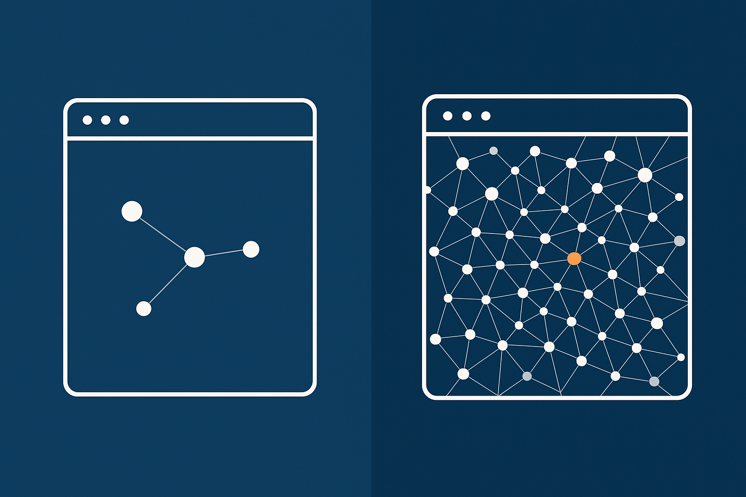 Conceptual illustration comparing a light page with few scripts to a heavy page overloaded with third party tags, to convey the impact on performance.