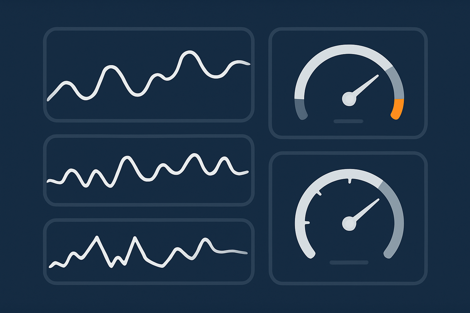 An abstract dashboard-style image hinting at CPU, RAM and response time graphs on a VPS, to illustrate monitoring whether caching is working as intended.