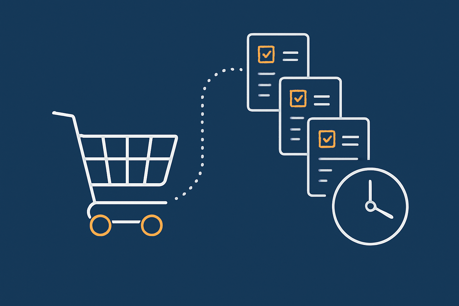 An abstract visual of a WooCommerce shop where orders and emails are visibly stuck in a queue, helping readers connect cron failures with real business symptoms.